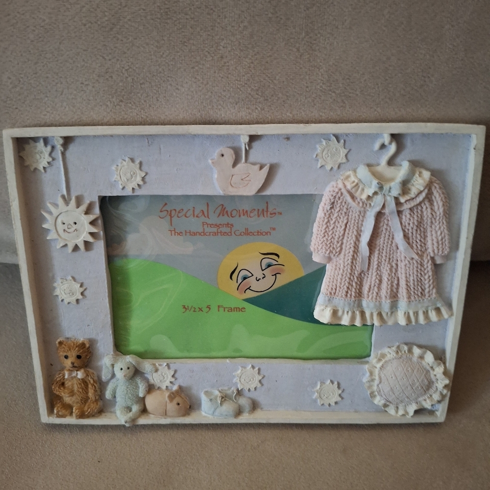 Decorative Baby Photo Frame with Pink Accents